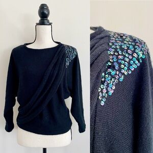 Vintage 80s Dolman Sleeve Sequined Sweater